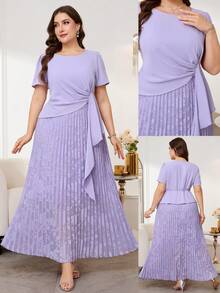 Reflora 大码优雅纯色花卉图案侧系带褶裥下摆连衣裙 夏季连衣裙 女士夏季服装 春季服装 女士春季服装 复活节 圣帕特里克节女士圣帕特里克节派对连衣裙 优雅派对连衣裙 婚礼宾客连衣裙 女士婚礼派对连衣裙 婚礼及活动连衣裙 婚礼宾客外出服装 毕业礼服 母亲毕业礼服 女士优雅连衣裙 度假奢华晚礼服 女士奢华阿巴雅长袍 正式连衣裙 大码女士半身裙套装 半身裙和衬衫套装 正式大码衬衫和半身裙套装 女士大码套装 大码优雅连衣裙 女士正装 - 淡紫色 - 查看 1