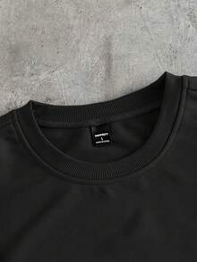 AXEPEAK 男士圆领短袖休闲T恤，适合夏季日常穿着 - 黑色 - 查看 4