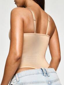 SHAPORA 1 pieza Traje de baño monokini negro con sujetador con aros de soporte y moldeador de busto - Albaricoque - Ver 2