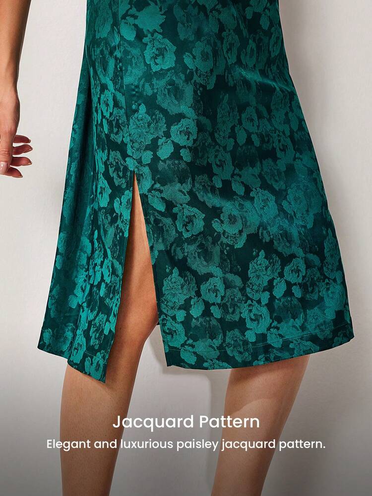 Women's Green Satin Sleep Dress