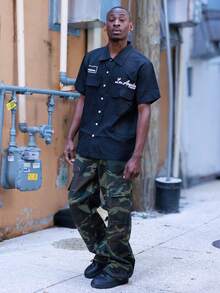 BelSigned BelSigned Men's Casual Camo Print Cargo Denim Jeans Cargo Wide Leg Pants Men Baggy Camo Wide Leg Pants Baggy Going Out Urban Hang Out Street Vacation - Army Green - View 1