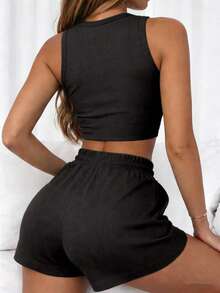 INAWLY 2pcs/Set Women's Outfit - Black - View 2