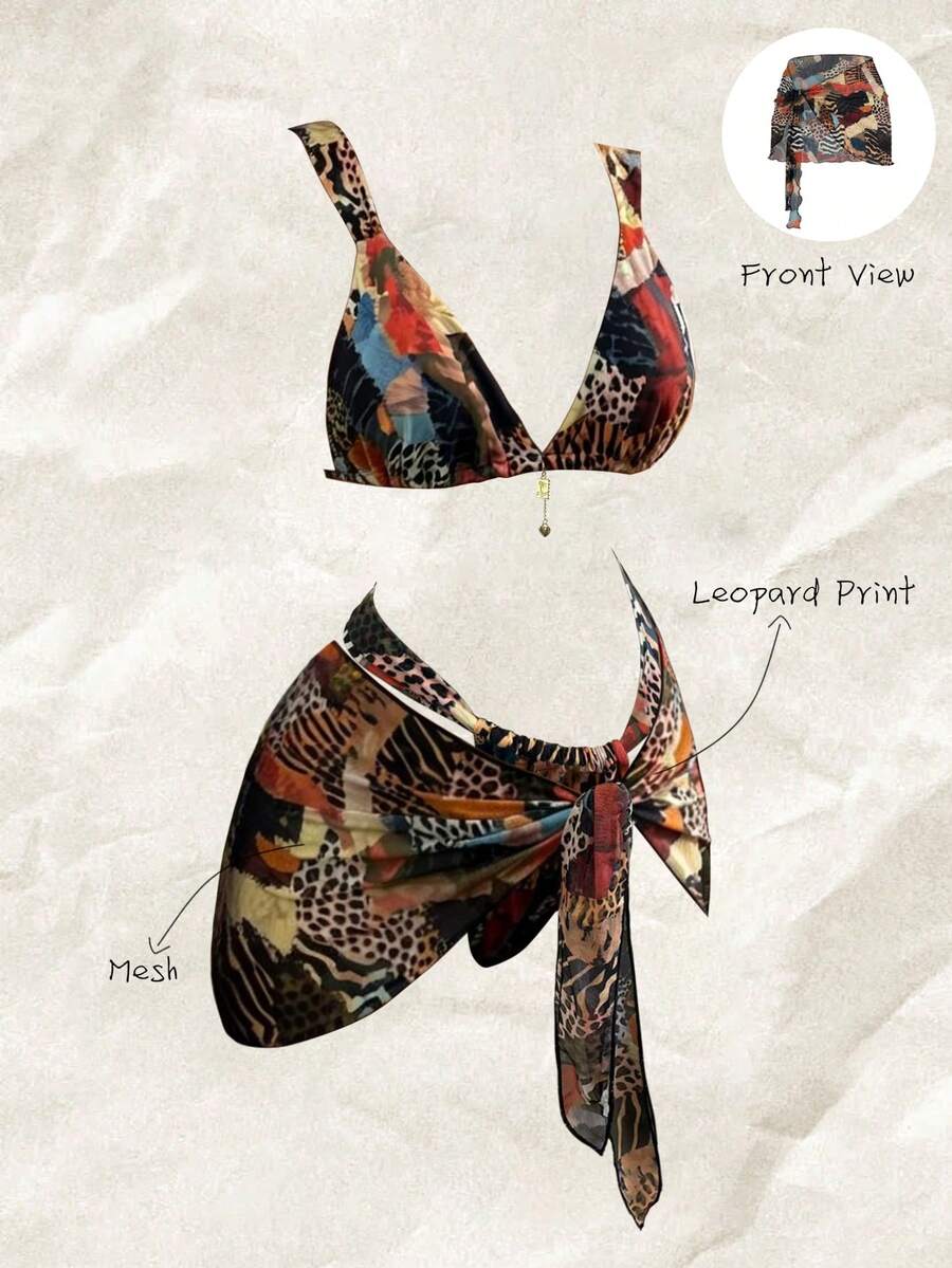 Elavelle 女士随机印花系带罩衫，春夏款 - 彩色 - 查看 1