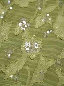 Ellevyn Elegant Romantic Sequin Embellished Skirt - Green - View 3