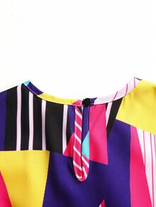 SHEIN Vestido suelto y cómodo de cuello redondo sin mangas con volantes en el bajo, versátil y minimalista para uso diario de niñas - Multicolor - Ver 3