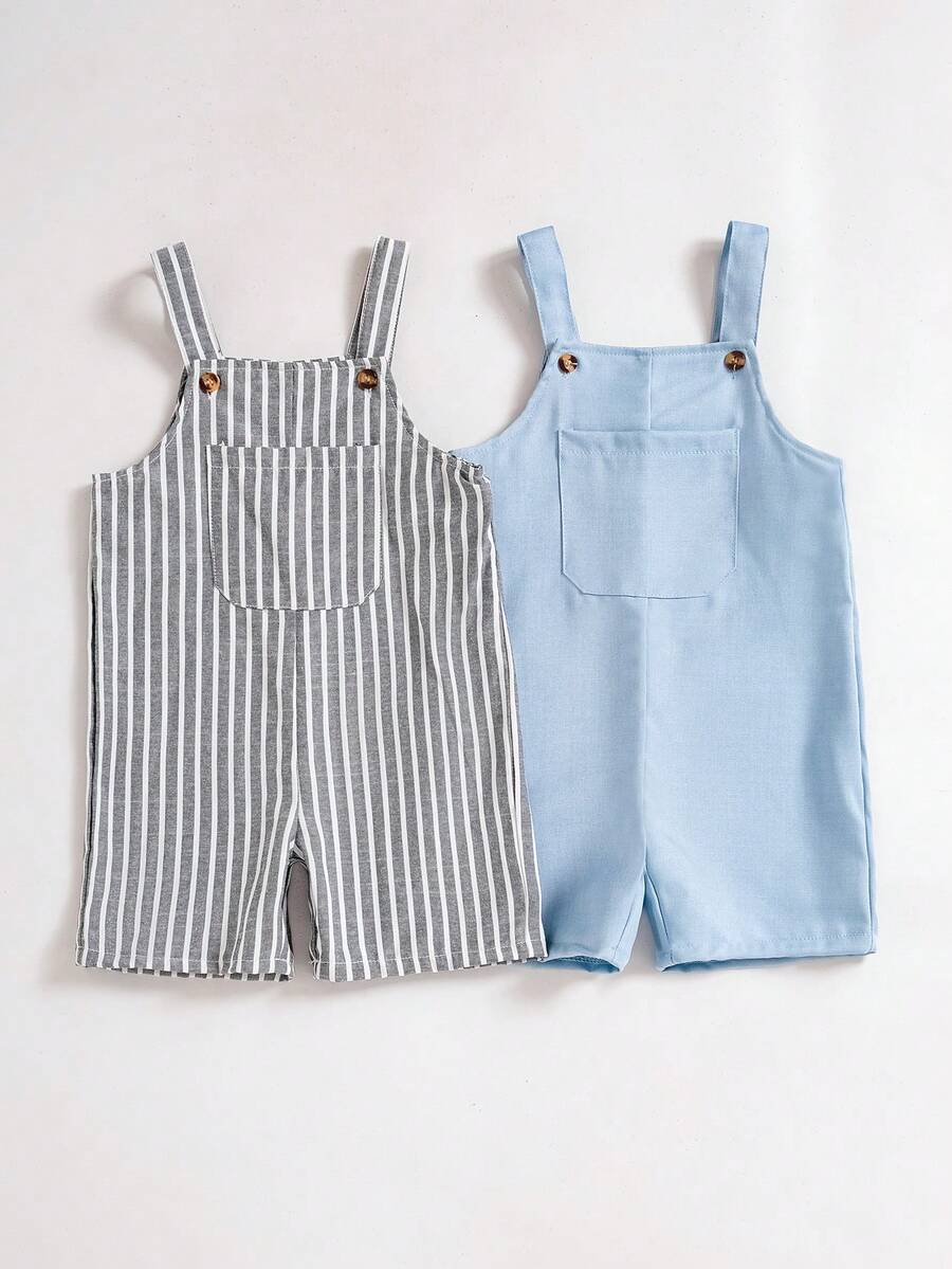 SHEIN Bộ áo liền quần mùa hè cho bé trai - Nhiều màu - Xem 1