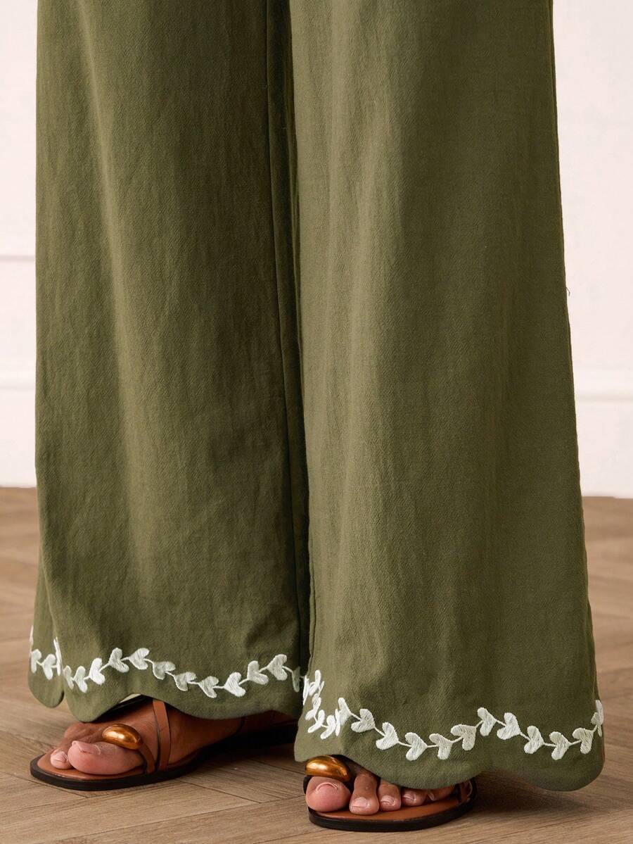 Quần cotton thêu thanh lịch dành cho nữ
