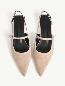 CUCCOO CHICEST Apricot Suede Kitten Heel Pointed Back Empty Banquet Dress Ladies Single Shoes - Apricot - View 2