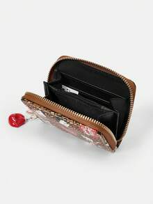 Betty Boop x SHEIN 1805040 1 Piece, Dark Leopard Print Red Lip Design Minimalist Style Zipper Coin Wallet, Suitable For Women - Multicolor 6 - View 5