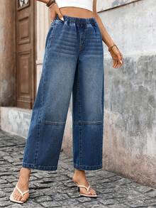 Breezaya 女士度假休闲水洗牛仔裤 - 藍色 - 查看 5