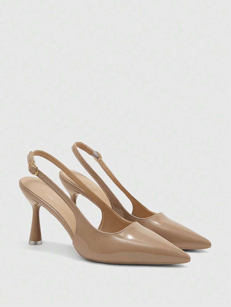 CUCCOO BIZCHIC Women Shoes Pointed Thin High Heel Apricot Fashion Basics Daily Versatile Commuter To Work Shopping Women's High Heel Shoes Slingback Shoes Women's Shoes