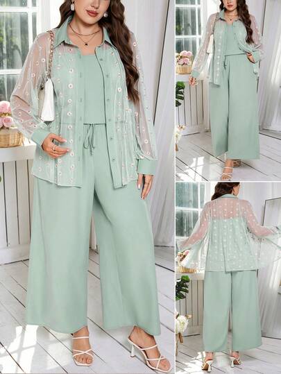 Reflora Plus Size Women's Solid Color Camisole, Drawstring Waist Wide Leg Pants And Long Sleeve Cardigan Fashion Outfit,
Summer Dresses For Women,Summer Outfits For Women, Spring Outfit Women, Spring Dress Women,Easter Dress Women,Festival Dresses,Festival Outfits For Women,Elegant Dresses For Party, Elegant Party Dresses For Women,Beach Outfit For Women,Wedding Guest Dress For Women, Wedding Party Dress, Weddings & Events,Luxury Evening Dresses For Weddings, Bridesmaid Dress, Dress For Wedding Guest, Graduation Dress For Women, Graduation Outfit For Mother,Graduation Ceremony,Going Out,Prom Dresses, Ball Gown,Birthday Outfits For Women, Birthday Dresses For Women,Elegant Dresses For Women,Elegant Dresses For Party, Elegant Dresses For Ladies,Elegant Long Dress,Casual Long Dress,Holiday Outfits For Women, Summer Holiday Outfits,Vacation Dresses,Luxury Evening Dresses For Women,Luxury Evening Dresses For Weddings, Formal Dresses For Women,Mother Of Groom Dress,Teal Dress Plus Size