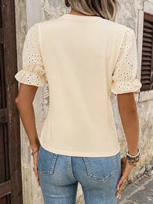 Breezaya Casual Versatile Solid Color Short Sleeve T-Shirt - Apricot - View 2