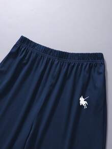 Tween Girl Knight Print Round Neck Short Sleeve T-Shirt And Wide Leg Pants Casual Daily Outfit - Blue - View 6