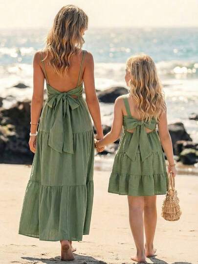 Travachic KIDS Tween Girl Solid Color Ruffle Hem Casual Vacation Party Dress