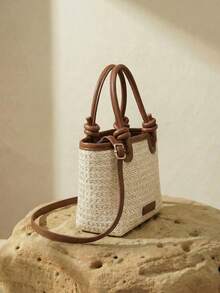 Arave 2025 Women's Woven One Shoulder Crossbody Bag, Large Capacity Vacation Tote Beach Handbag For Commute - Beige - View 4