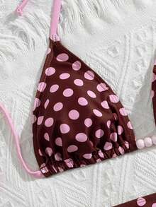 Swim Mod Bộ bikini tam giác in chấm bi mùa hè dành cho nữ, 3 mảnh - Nhiều màu - Xem 4