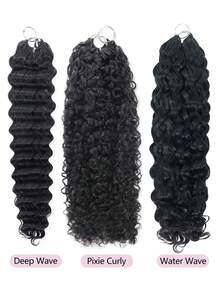 Boho Braids 1 pieza Extensiones de cabello natural rizado tipo pixie de ganchillo, sin nudos, pre-separadas, plumas de cabello de 18-24 pulgadas, 100G - Natural Black - Ver 11