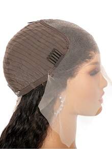 Pelucas con frente de encaje de 180 de densidad - Línea de cabello natural, encaje transparente de 13x6, cabello ondulado, unisex adulto, estilo vacacional, cómodo y fácil de usar - Natural Black - Ver 5