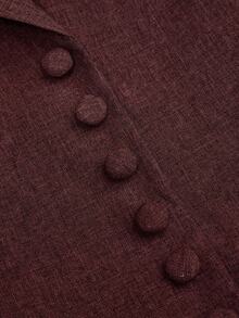 Sweetra 大码复古优雅收腰中长连衣裙 - 酒紅色 - 查看 7