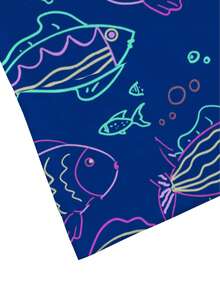 PopScrub Women Blue Hospital V-Neck Short Sleeve Blouse,Cute Cartoon Underwater Fish Animal Print Scrub Top With Dual Pockets,Nurse Doctor Healthcare Uniform - Blue - View 4