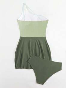 Swim Lushoire Bộ 2 món đồ bơi tankini ôm sát người, phối màu mới năm 2025 dành cho nữ. - Màu xanh lá cây đậm - Xem 6