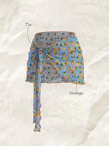 Elavelle Women's Random Print Tie-Front Cover-Up, Spring/Summer - Multicolor - View 3