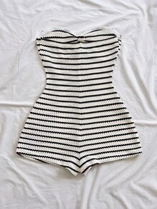 Soleia Bộ jumpsuit nữ mùa xuân/hè màu trắng dệt kim, thắt nơ phía trước, ôm dáng, thích hợp cho tiệc tùng, hẹn hò, ngày Valentine, gợi cảm và lãng mạn, lễ hội, du thuyền biển, tiệc trà chiều. - Nhiều màu - Xem 2