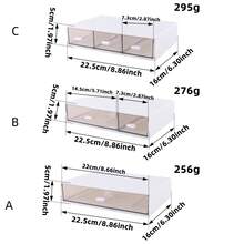1个奢华ins风桌面收纳盒，办公桌/书桌整理抽屉，透明可堆叠隔层收纳盒 - 白色 - 查看 2