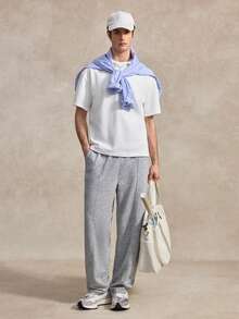 Courvante 男士半開襟插肩袖短袖休閒條紋 Polo 衫，純白色學院風高爾夫橄欖球網球衫，附口袋，透氣 - 白色 - 查看 3