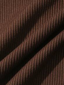 DAZY Brown Fitted Cropped Off Shoulder Top, Fashionable For Music Festivals, Summer & Spring Top - Brown - View 3