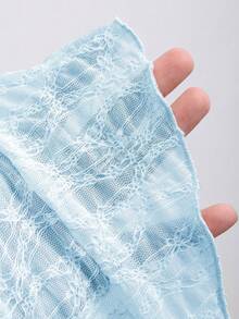 Sweetra Cropped Tube Top With Bowknot & Textured Print - Blue - View 5