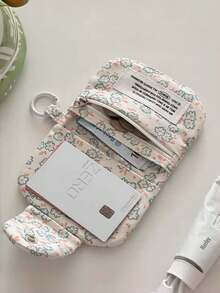Joivida Korean Style Cute Multi-Layer Card Holder Wallet Ditsy Floral Canvas Pouch Keychain Purse Organizer Pouch - Multicolor - View 7