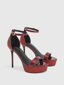 CUCCOO LuxiPop 2026 New Thin Heel Open-Toe Word With Waterproof Table Fashionable Simple Sandals Super High Heel 12cm Sexy Dating - Jujube - View 2