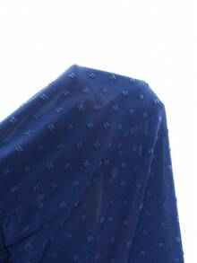 SHEIN Clasi 大码纯色提花面料连体裤 - 藍色 - 查看 7