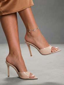 CUCCOO SZL Women's Fashionable And Elegant Pointed Toe High Heel Sandals Prom Heels Summer Shoes - Apricot - View 2