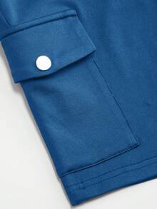 SHEIN LUNE Quần short chạy bộ cỡ lớn cạp cao, gập gấu, có túi, giúp định hình vòng ba và nâng mông. - Màu xanh ngọc - Xem 3