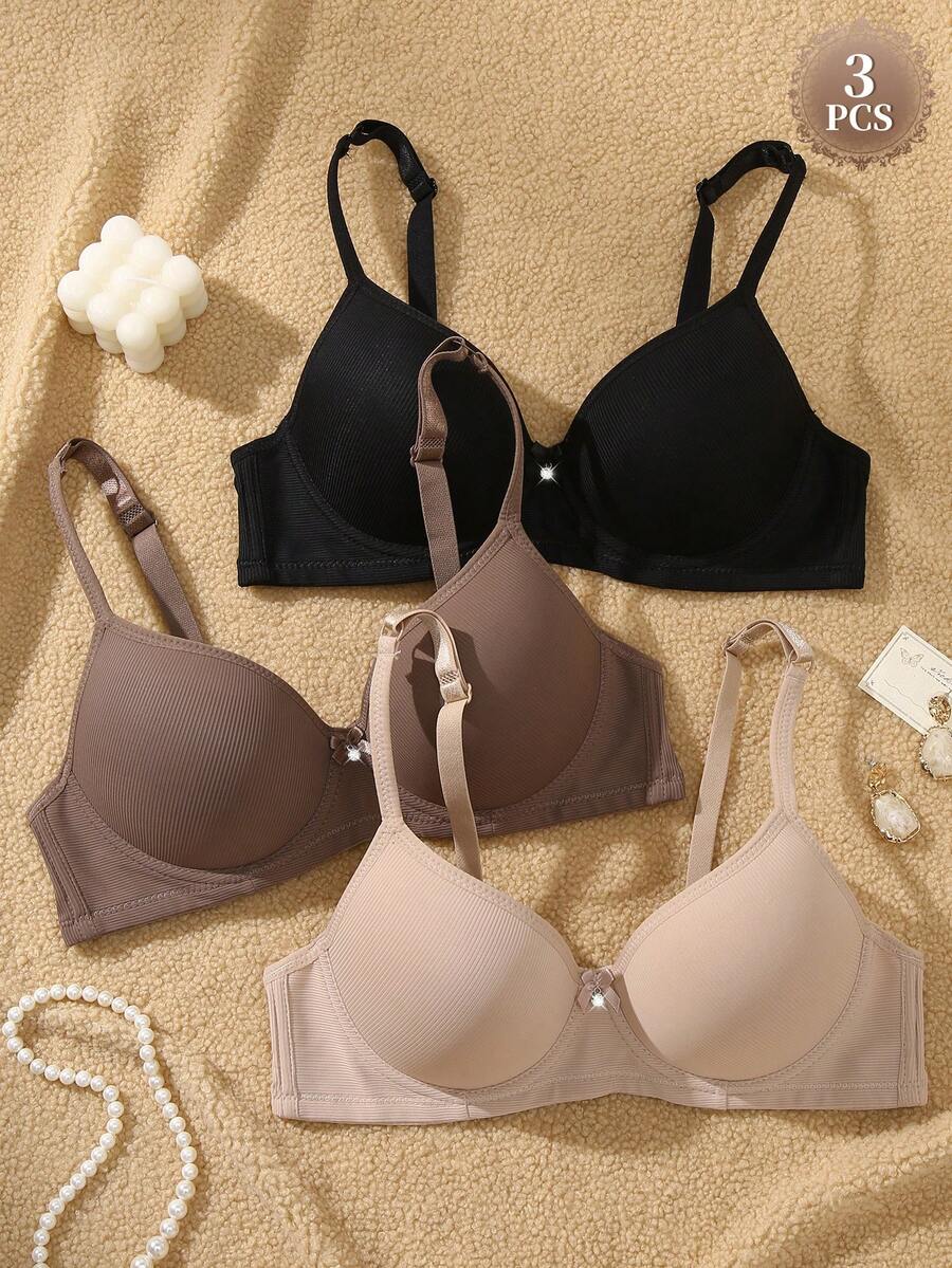 Bộ 3 áo ngực có gọng, thoải mái, kiểu dáng thường ngày dành cho nữ. - Nhiều màu - Xem 1