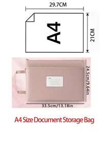 1个A4复古Morandi牛津布防水文件袋，大容量双层手提包文件收纳包，办公用品（A4），返校季，学习用品 - A4 - 查看 5