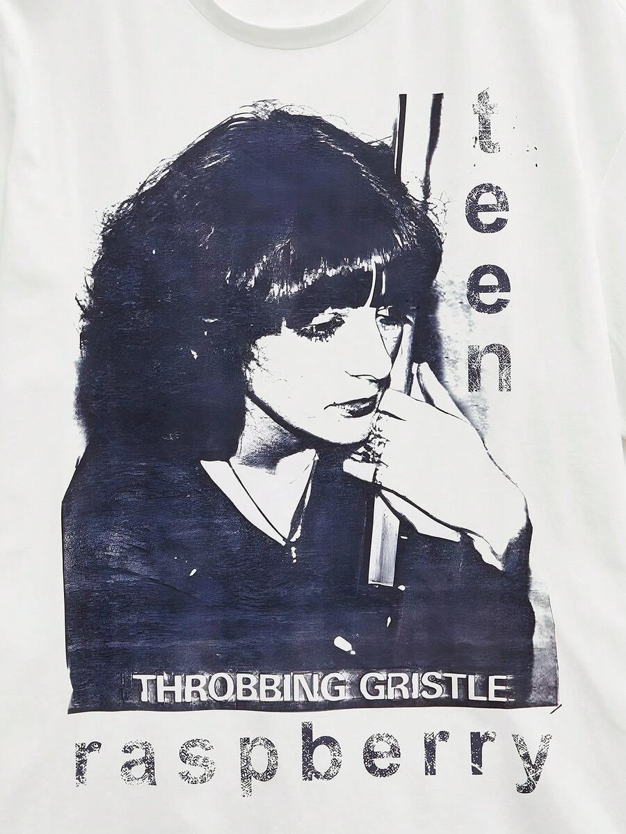 Camiseta de moda nueva para hombres con estampado hip hop, estilo retro americano, unisex, ajuste relajado, apta para uso diario y atuendos de verano. - Blanco - Ver 1