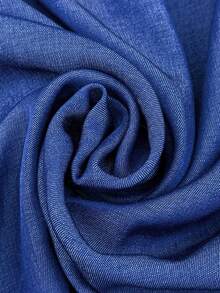 Breezaya Ensemble 2 pièces décontracté de vacances pour femmes grandes tailles : Blouse élégante à épaules dénudées, volants et taille froncée en faux denim + Jupe longue à volants - Bleu azur - Voir 7