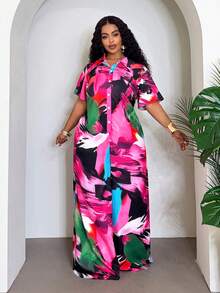 Veslaya Bộ jumpsuit maxi ống rộng tay ngắn cổ bẻ cao cấp, họa tiết ombre sang trọng dành cho nữ mùa Xuân/Hè 2026, thích hợp cho các dịp lễ hội âm nhạc, Lễ Phục Sinh, Tiệc Sinh Nhật, Lễ Tốt Nghiệp, Phong Cách Đại Học, Sinh Viên, Thường Ngày, Đa Năng, Kỳ Nghỉ, Du Lịch Trên Tàu, Bãi Biển, Tắm Nắng, Thời Trang Xu Hướng, Thời Trang Đường Phố, Khách Dự Đám Cưới Phong Cách Boho, Đi Làm, Ăn Trưa, Sân Bay, Tiệc Tụng, Đi Chơi Ngày Lễ, Dạ Hội Thanh Lịch, Vũ Hội, Thường Ngày, Bộ jumpsuit maxi ống rộng tay ngắn cổ bẻ in họa tiết ombre cao cấp, thanh lịch. - Nhiều màu - Xem 5