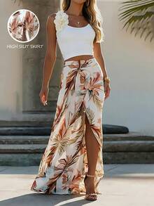 Balvessa Women's Elegant Printed Slit Skirt - Multicolor - View 3