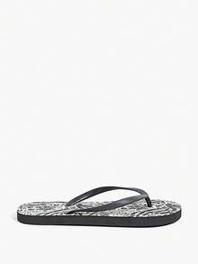 Grefit Chanclas de mujer, sandalias con estampado de leopardo y animal sexy, pantuflas de suela blanda para el hogar, adecuadas para el baño, de secado rápido, para usar en exteriores, chanclas de playa para vacaciones - Negro - Ver 4