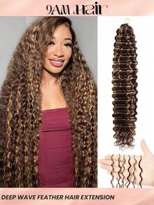Boho Braids 波西米亚风编发羽毛钩编真人发挑染 4/27 深波浪真人发接发 预先分离无结手工钩编发 预绕环 16-22英寸 - S4/27 - 查看 1