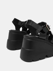 HighSole Woman Shoes Wedge Heel And Thick Sole Closed-Toe Sandals For Spring And Summer Vacation Shoes Summer Halloween Spring Shoes Spring Break Easter - Black - View 8