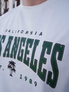 LEOGASHI LEOGASHI 男士字母印花T恤，适合夏季 - 白色 - 查看 3