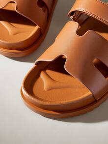 HighSole 休闲时尚百搭日常简约女士平底凉鞋 - 棕色 - 查看 5