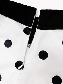 Resyla 女士撞色波点印花彼得潘领无袖连衣裙 - 黑與白 - 查看 4