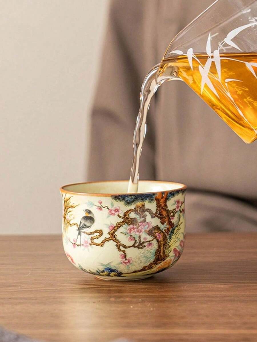 Bộ 2/4 tách trà sứ, tách trà sứ tráng men rạn kiểu Trung Quốc, tách trà gia đình dùng trong các buổi tụ họp, tách trà Kung Fu, tách nếm trà, tách nước. - Nhiều màu - Xem 1